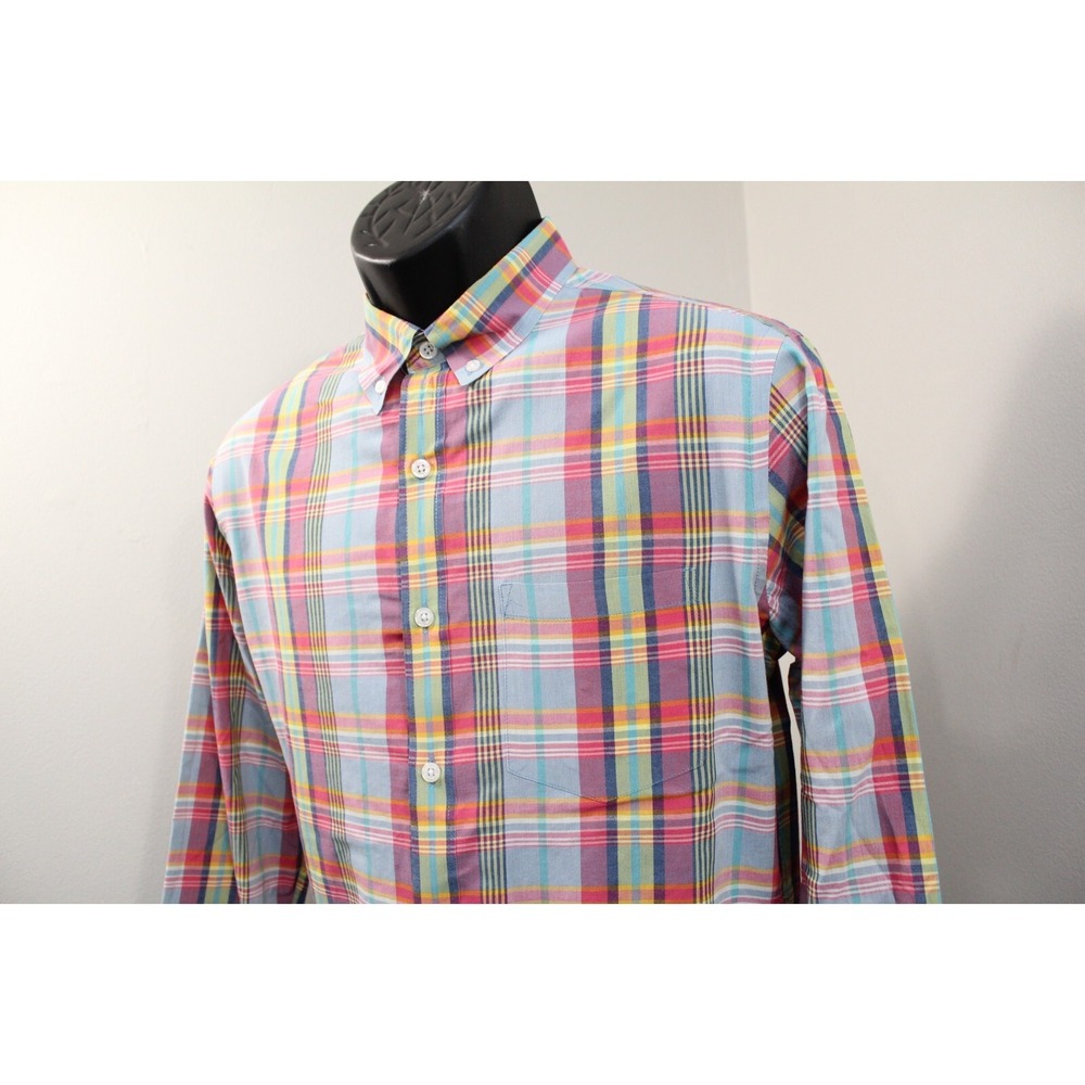 J.CREW Madras‎ Plaid Button Up Dress Shirt Long Sleeve Casual Mens Size Medium
